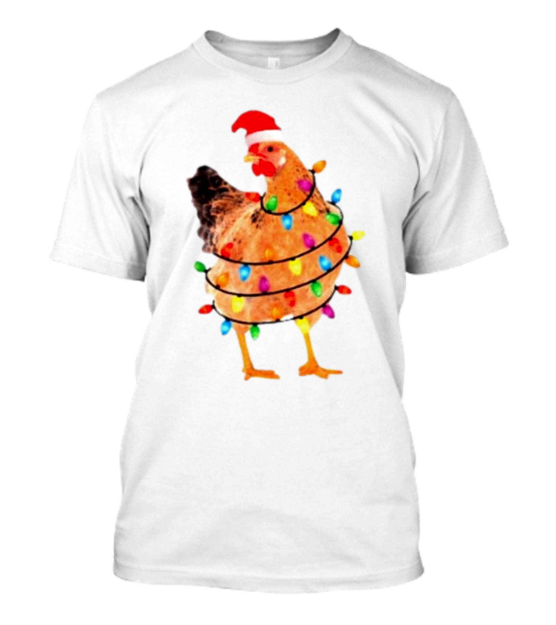 Santa Chicken Wrapped In Christmas Lights T-Shirt