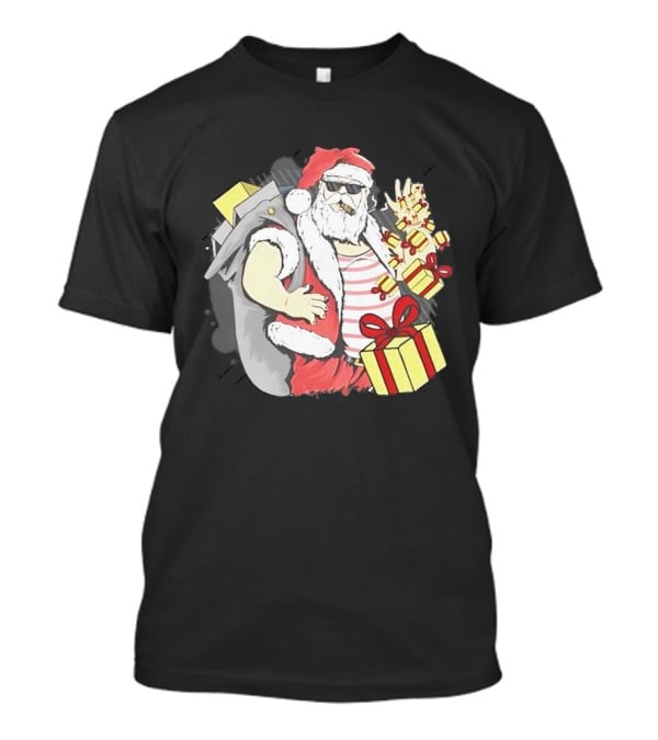 Santa Claus Cool Christmas Peace Sign Holiday Delivery T-Shirt