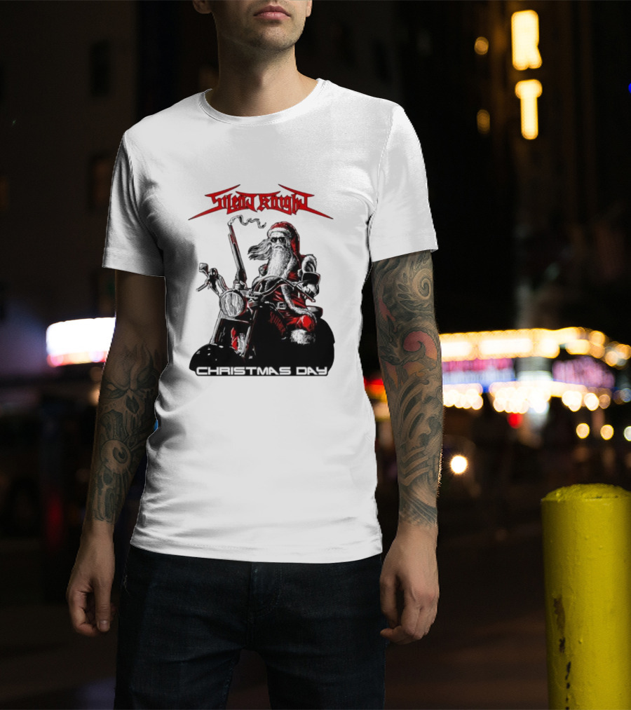Silent Knight Santa Riding Motorcycle Christmas Day T-Shirt