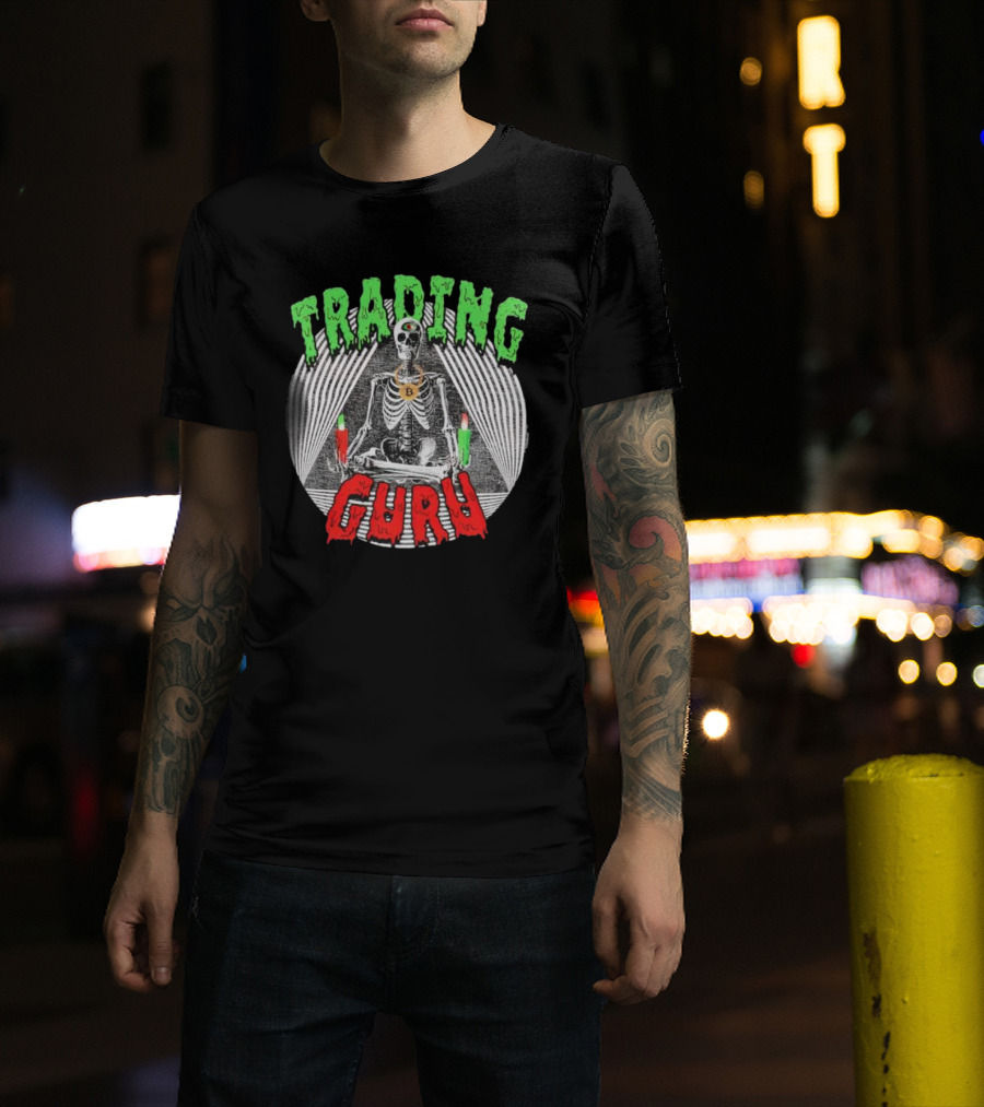 Trading Guru Skeleton Cryptocurrency Candles T-Shirt