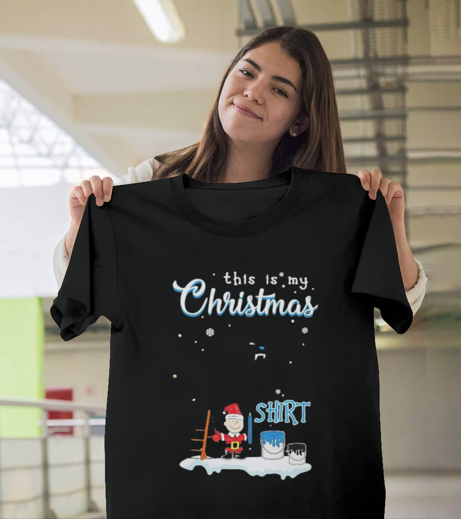 Snoopy And Charlie Brown This Is My Christmas Carolina Panthers T-Shirt