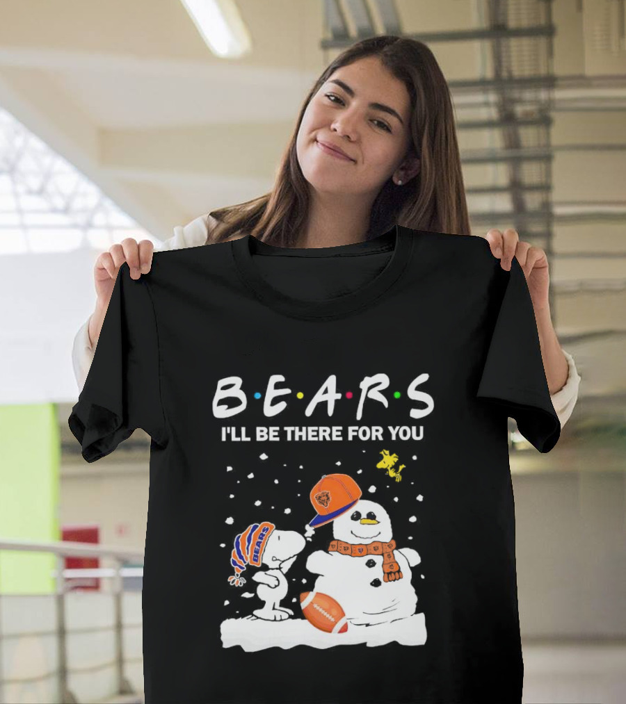 Snoopy And Snowman Chicago Bears I'll Be There For You Christmas Football T-Shirt