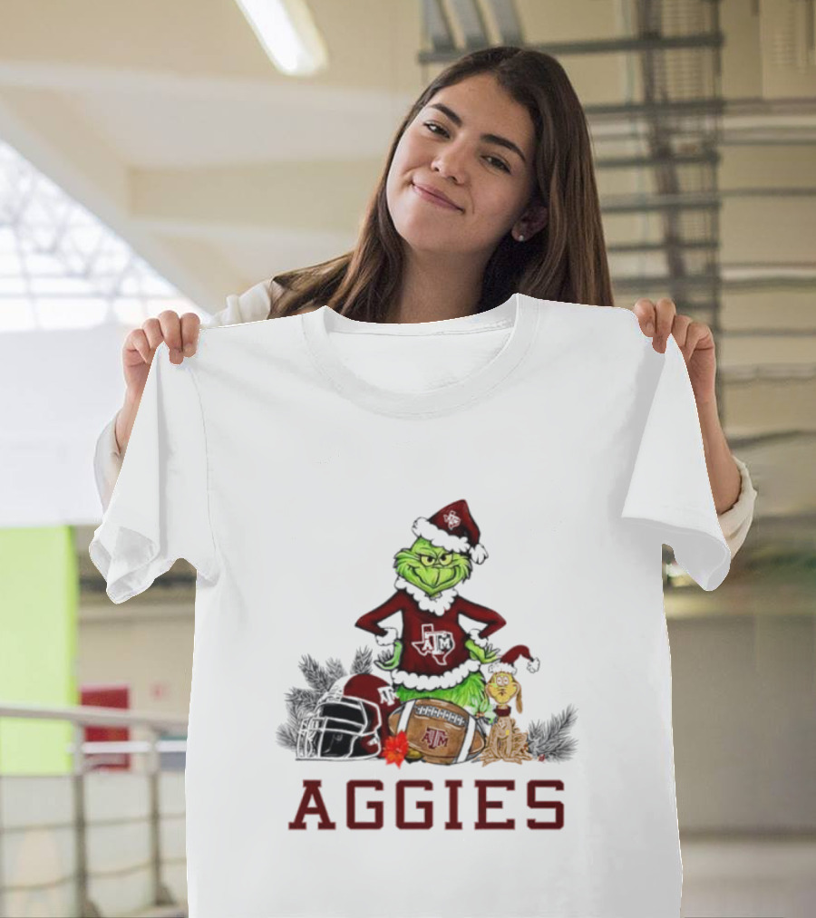 Texas A&M Aggies Grinch Max Dog Christmas Football Humor T-Shirt