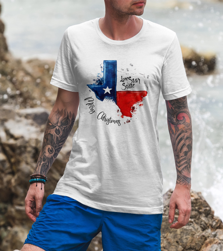 Texas Flag Lone Star State Merry Christmas T-Shirt