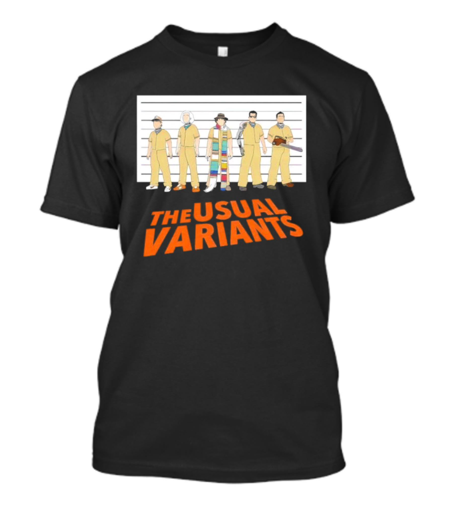 The Usual Variants Parody Featuring Sci-Fi Time Travel Characters In Lineup T-Shirt