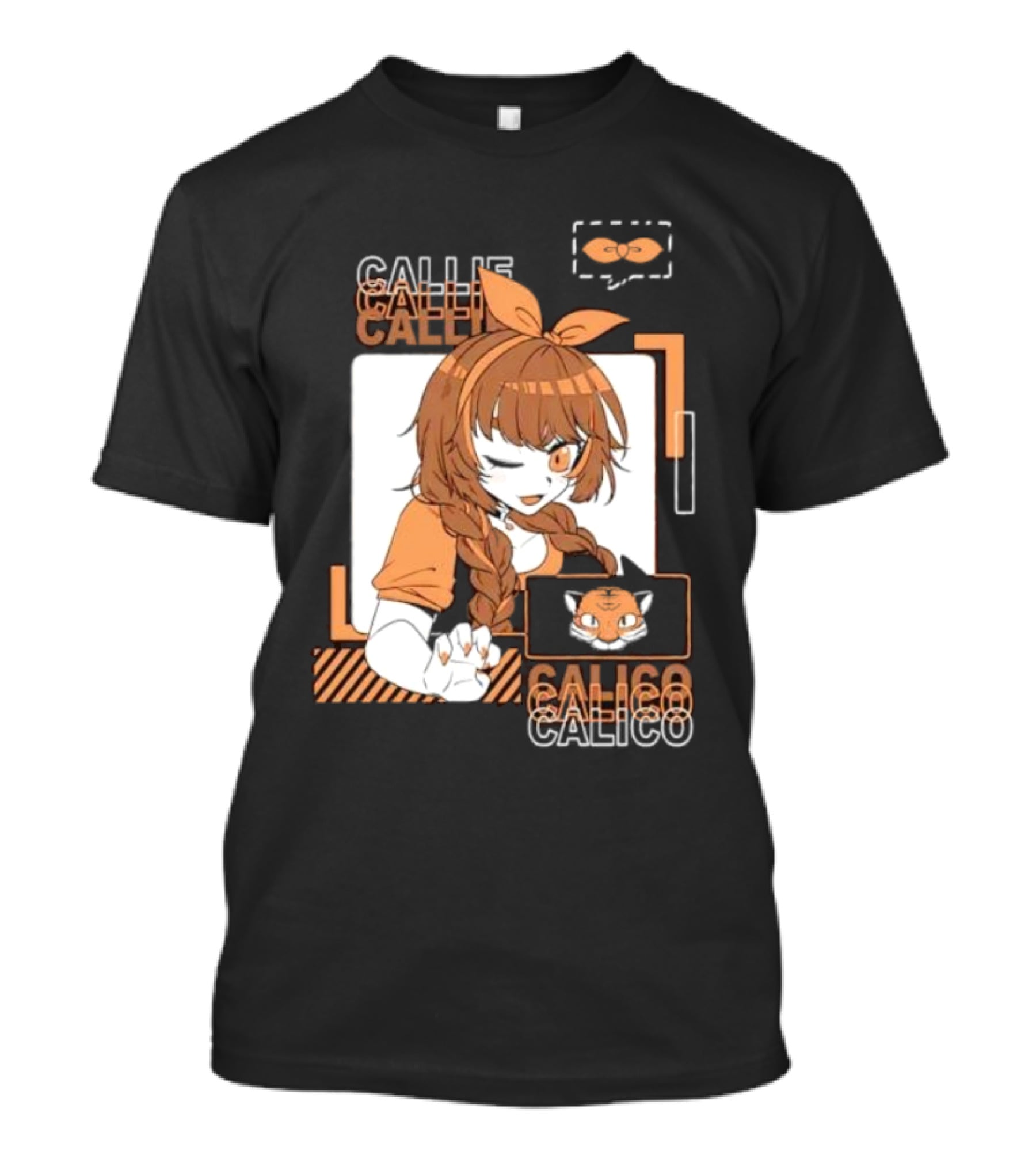 Callie Calico Winking Girl With Cat Headband And Symbols T-Shirt