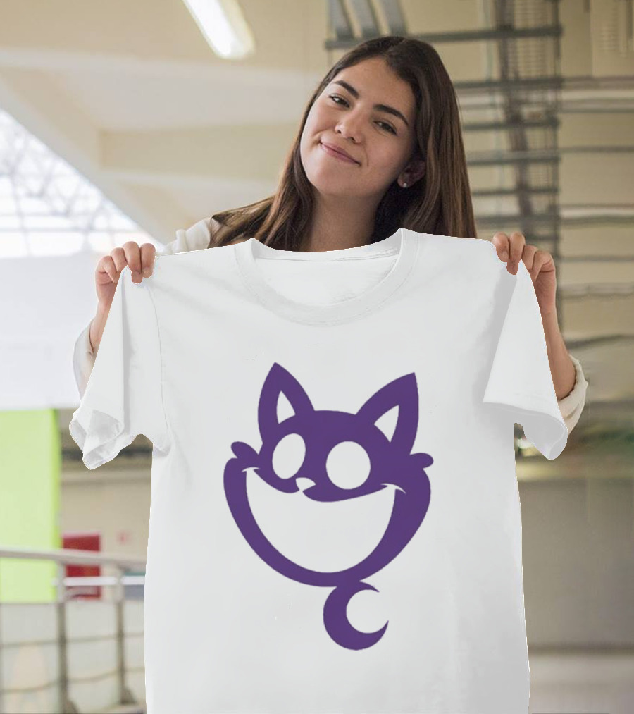 Cheshire Cat Purple Silhouette Face Design Catnap Face T-Shirt