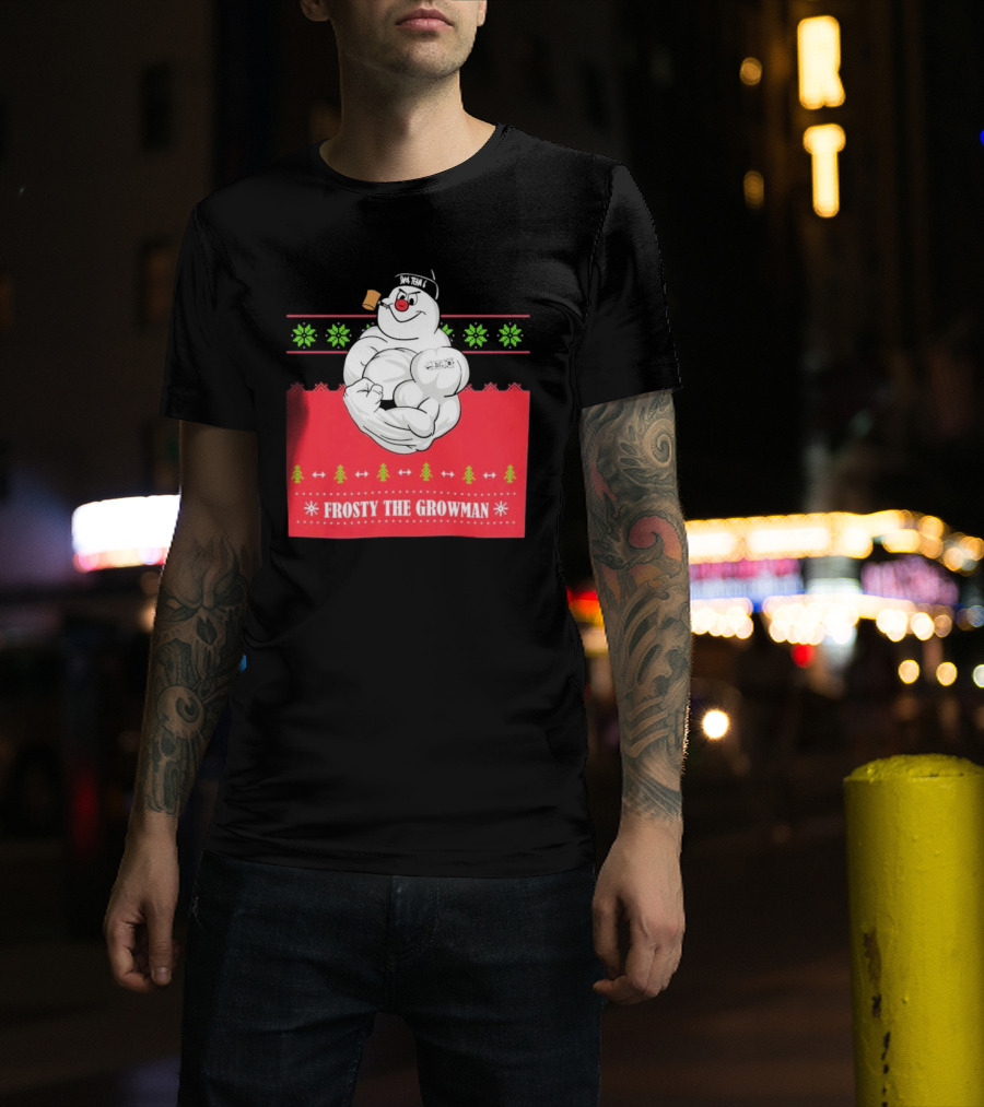 Frosty The Growman Christmas Bodybuilder Snowman T-Shirt