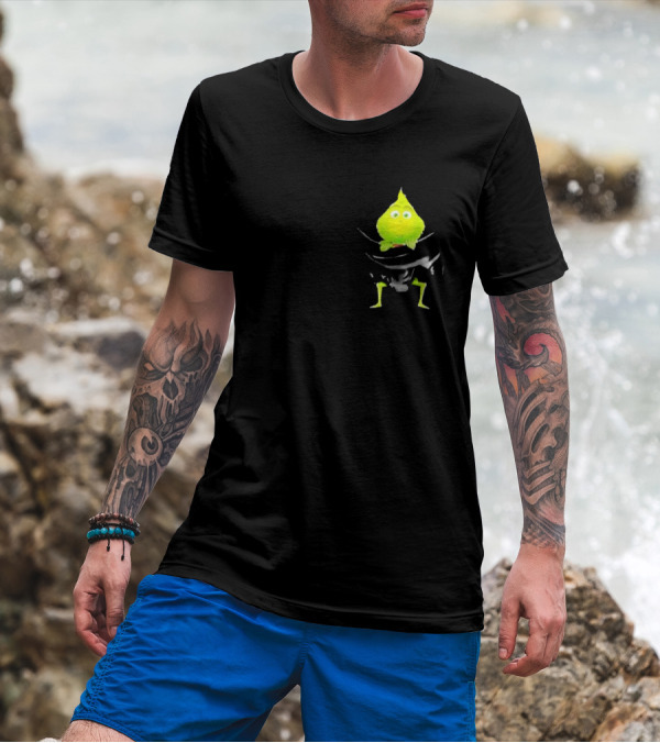 Grinch Peeking From Pocket T-Shirt
