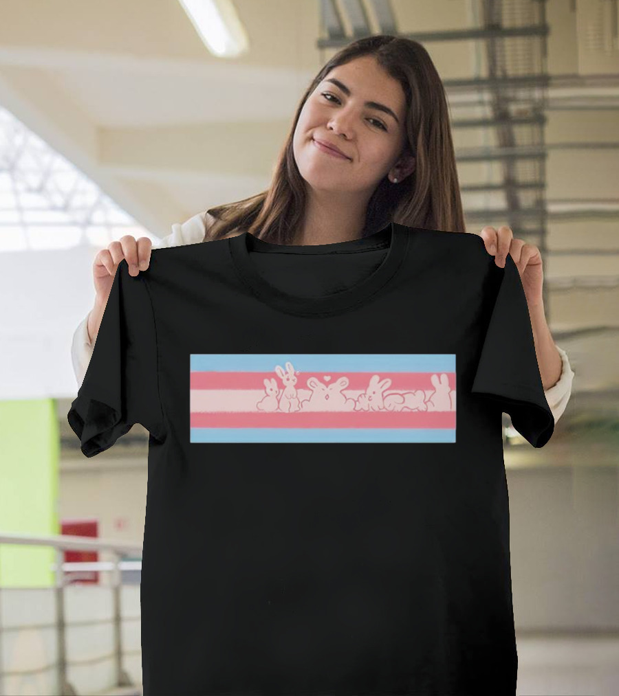 Trans Flag Bunny Band Stripes T-Shirt