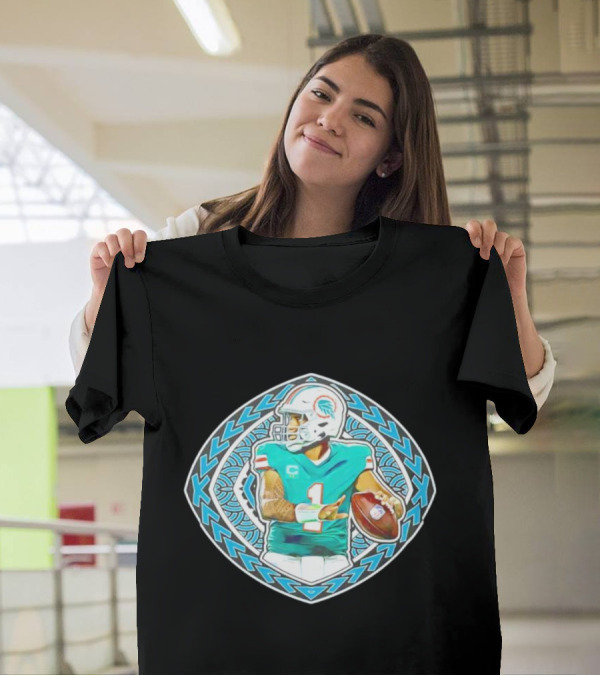 Tua Tagovailoa TAT-TUA Miami Football Quarterback Samoan Tribal Style Retro Fan T-Shirt