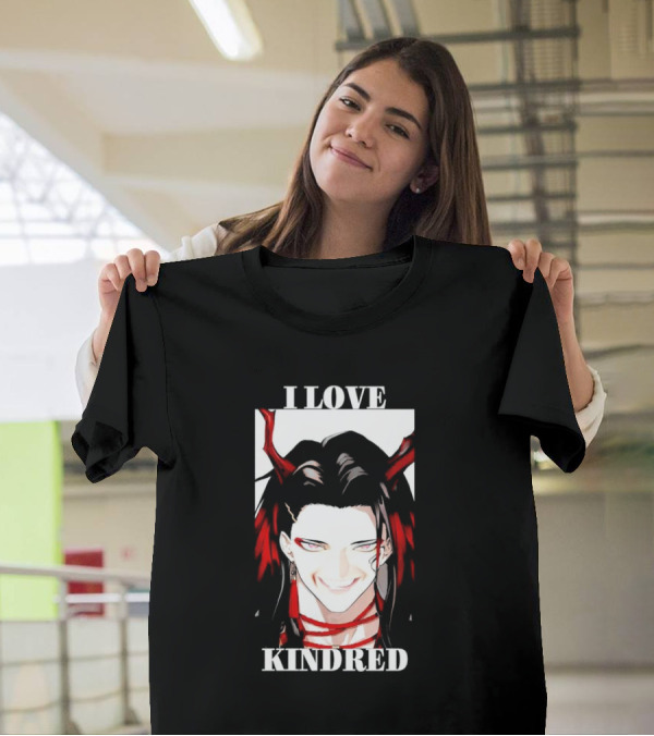 I Love Kindred Vox Akuma Demon Aesthetic Bold Black Red White T-Shirt