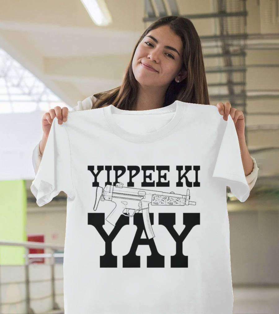 Yippee Ki Yay Retro Action Phrase With Gun T-Shirt