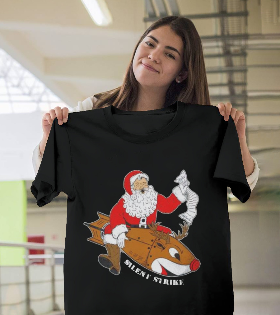Silent Strike Santa Claus Riding Reindeer Rocket T-Shirt