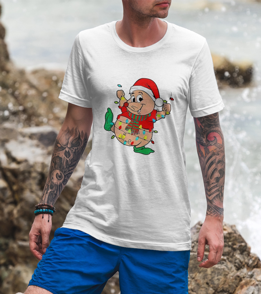 Santa Gus Wrapped In Christmas Lights T-Shirt