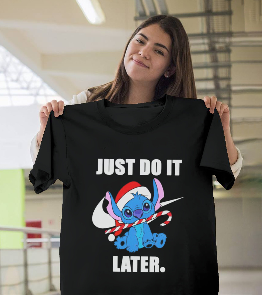 Santa Stitch Just Do It Later Christmas T-Shirt