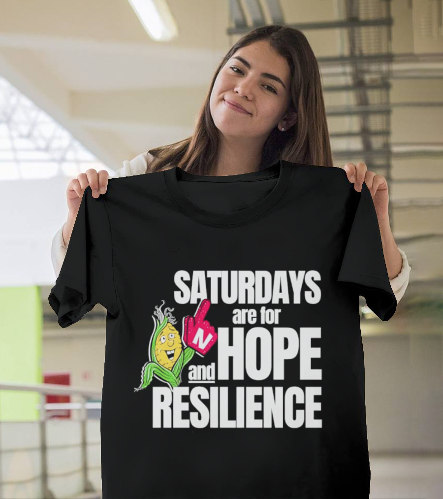 Saturdays Are For Hope And Resilience Corn Mascot And Foam Finger T-Shirt