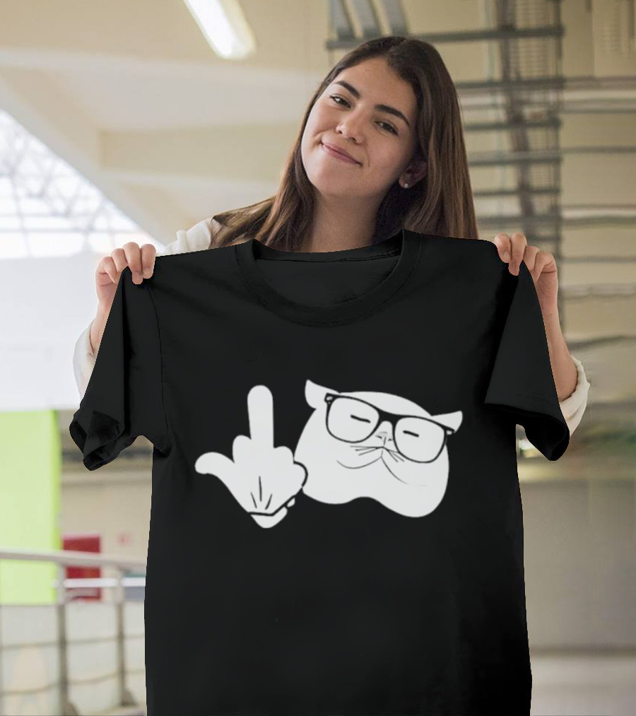 Catturd Birdturd Middle Finger Cat Glasses T-Shirt