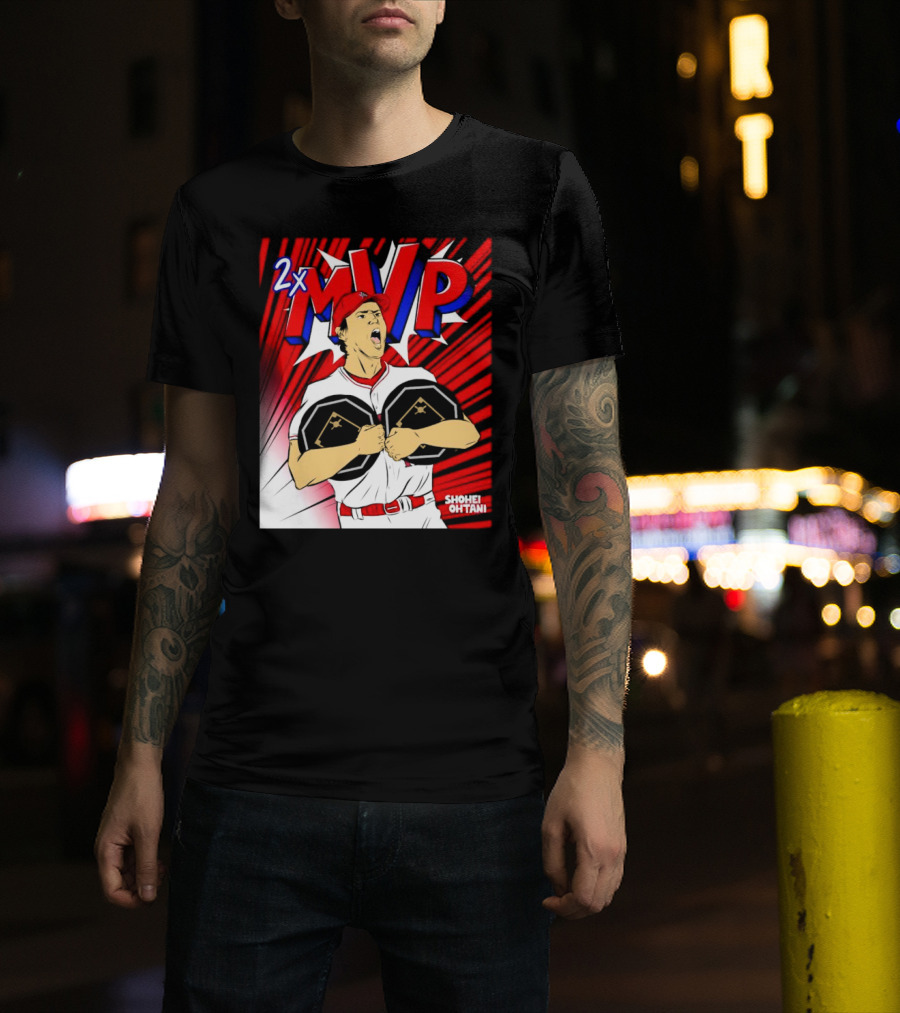 Los Angeles Angels Shohei Ohtani 2x MVP Comic T-Shirt