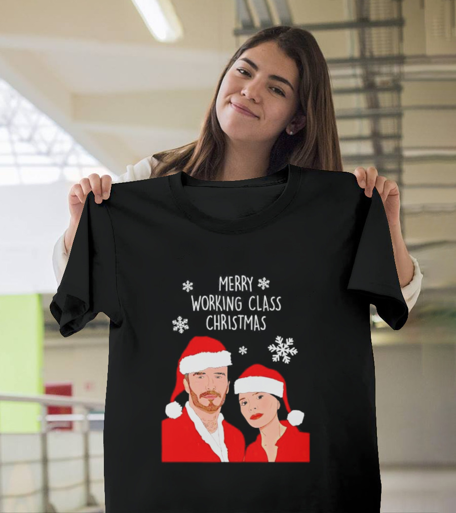 Merry Working Class Christmas Santa Couple Snowflakes T-Shirt