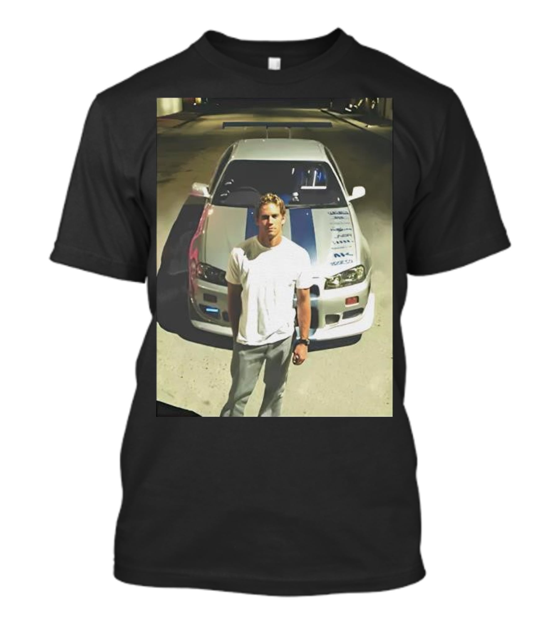 Paul Walker Giving Season With Iconic Car Street Scene T-Shirt