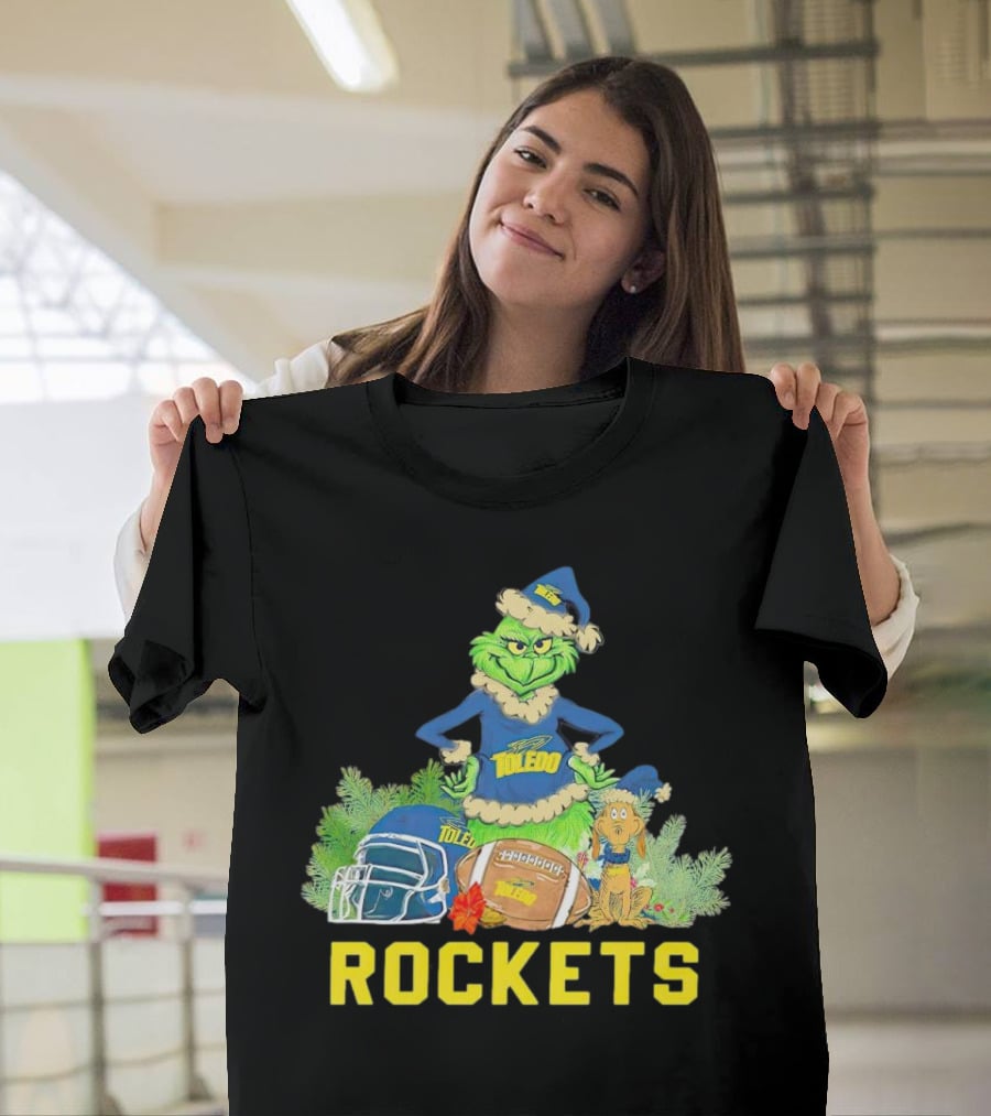 Grinch Toledo Rockets Christmas Football Festive Spirit T-Shirt