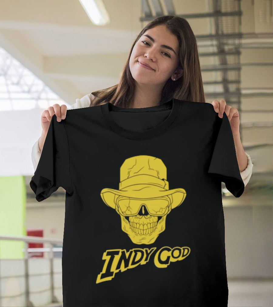 Matt Cardona Indy God Gold Skull With Hat And Sunglasses T-Shirt