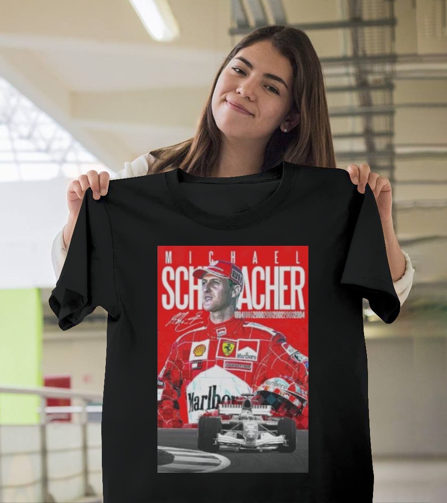 Michael Schumacher Formula 1 Champion Racing Ferrari Legend 1994 1995 2000 2001 2002 2003 2004 Marlboro Shell Bridgestone T-Shirt