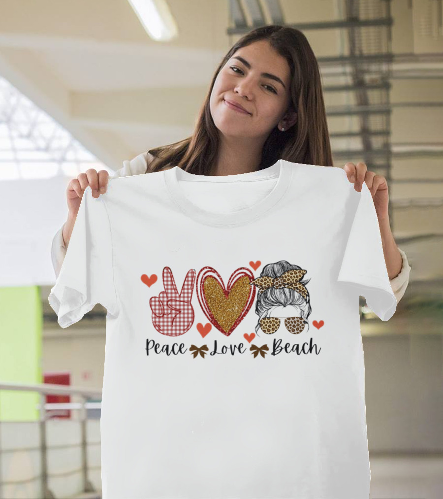 Peace Love Beach Heart Shades Bandana Vibes T-Shirt