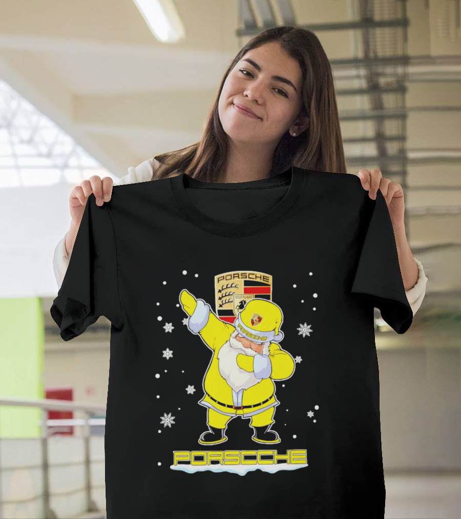 Porsche Santa Claus Dabbing Christmas Snowflakes T-Shirt