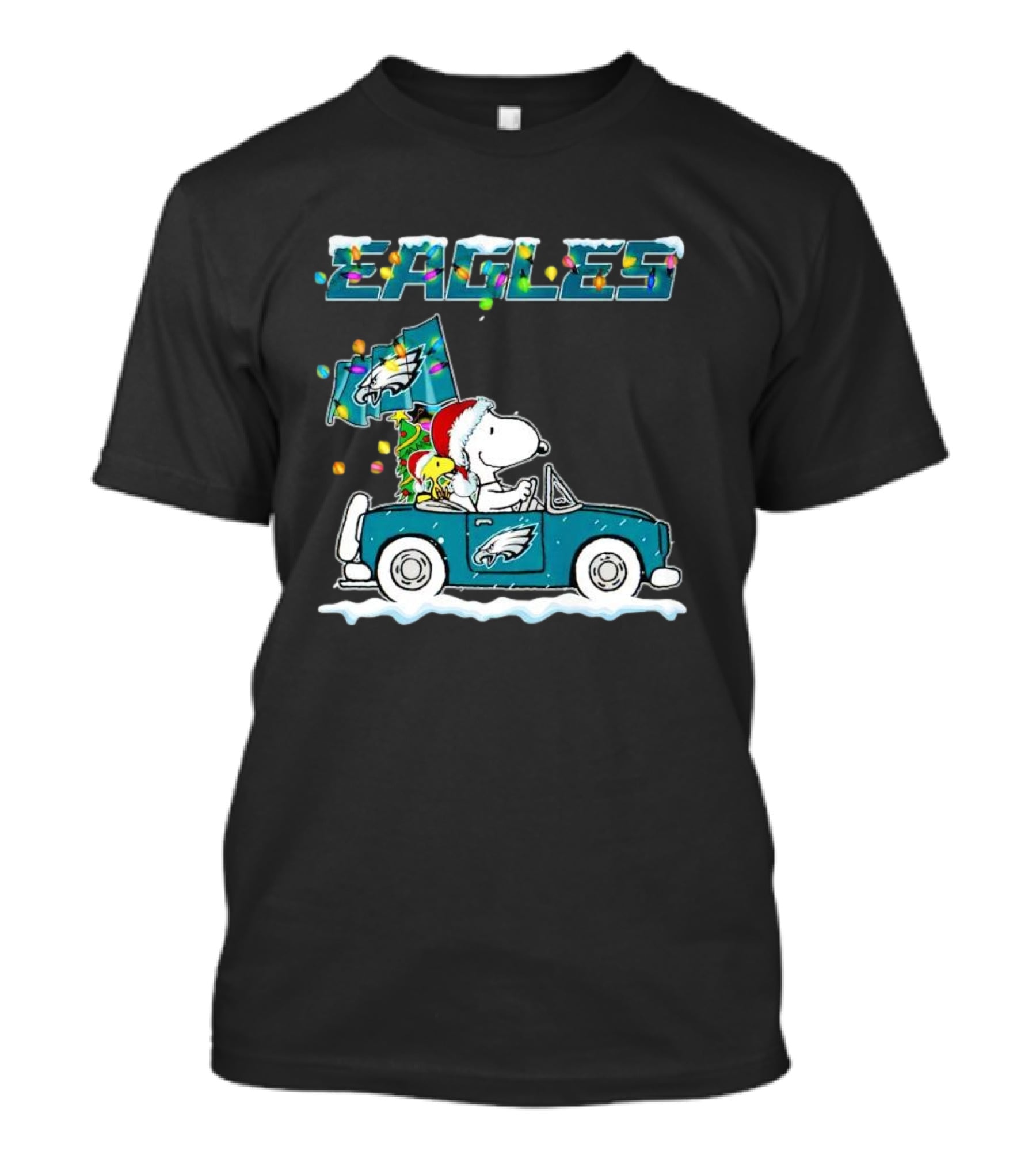 Eagles Snoopy Woodstock Christmas Driving Philadelphia Car T-Shirt