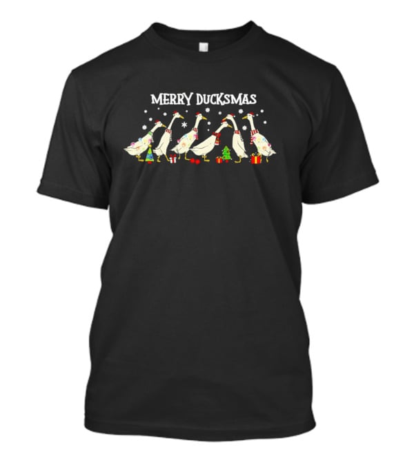 Merry Ducksmas Christmas Ducks With Holiday Hats And Gifts T-Shirt