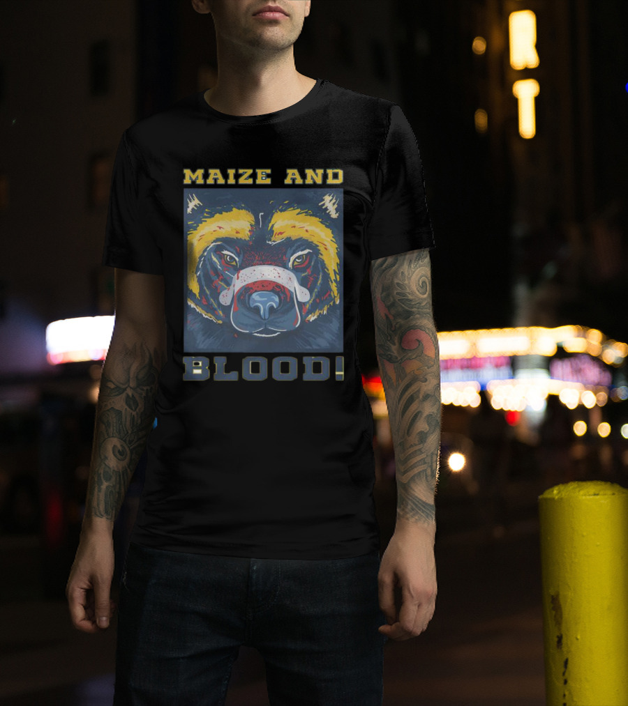 Maize And Blood Michigan Wolverines Bear T-Shirt