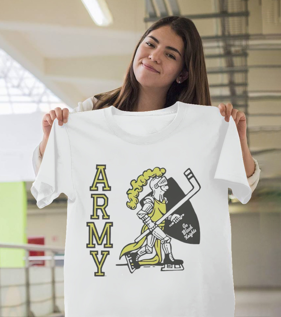 Army Hockey Go Black Knights Warrior Holding Hockey Stick T-Shirt