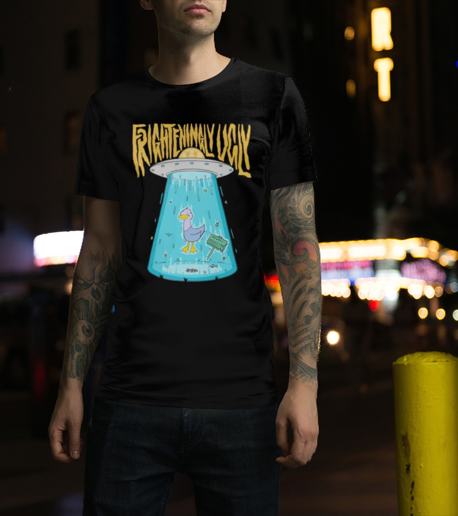 Frighteningly Ugly UFO Duck Abduction T-Shirt