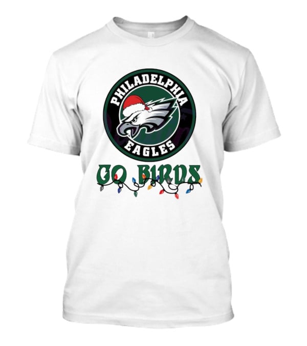 Philadelphia Eagles Go Birds Christmas Lights Santa Hat T-Shirt
