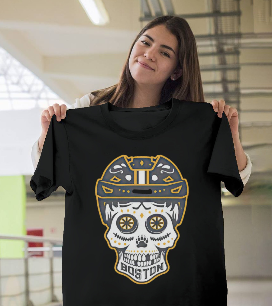 Boston Bruins Sugar Skull Helmet T-Shirt