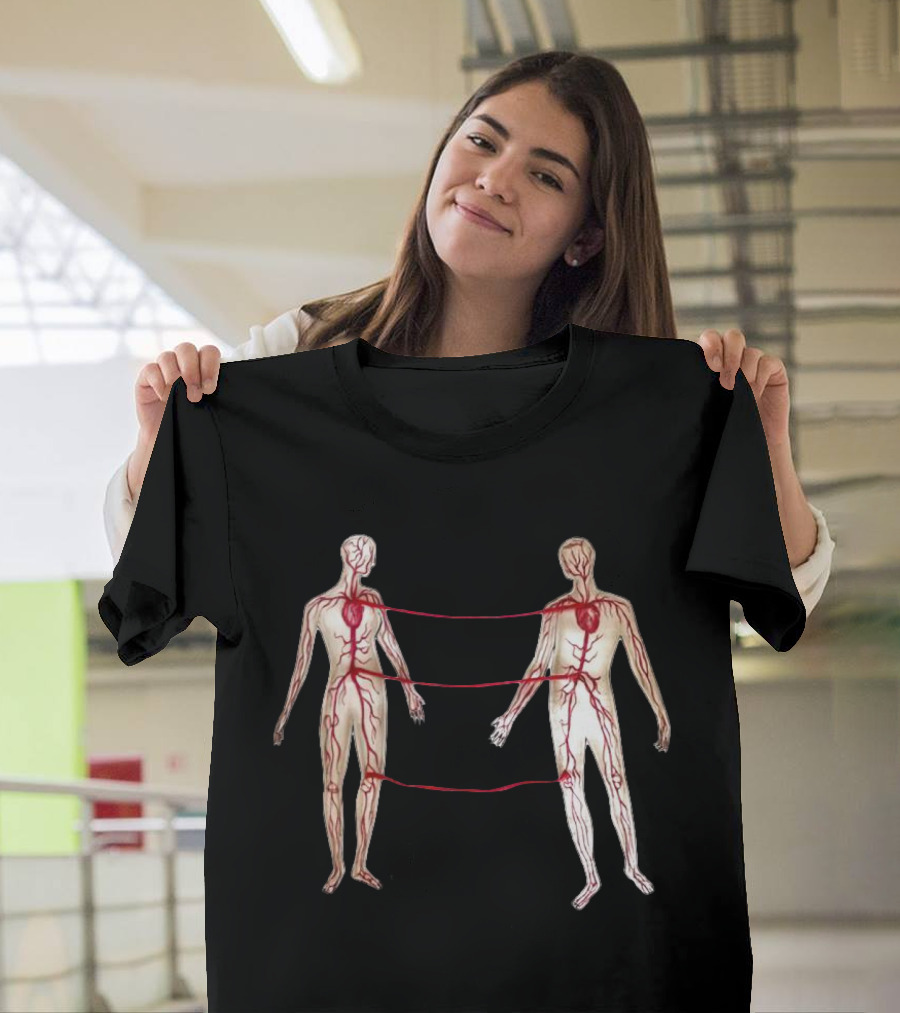Vascular Diagram Heart Connection Between Two People T-Shirt