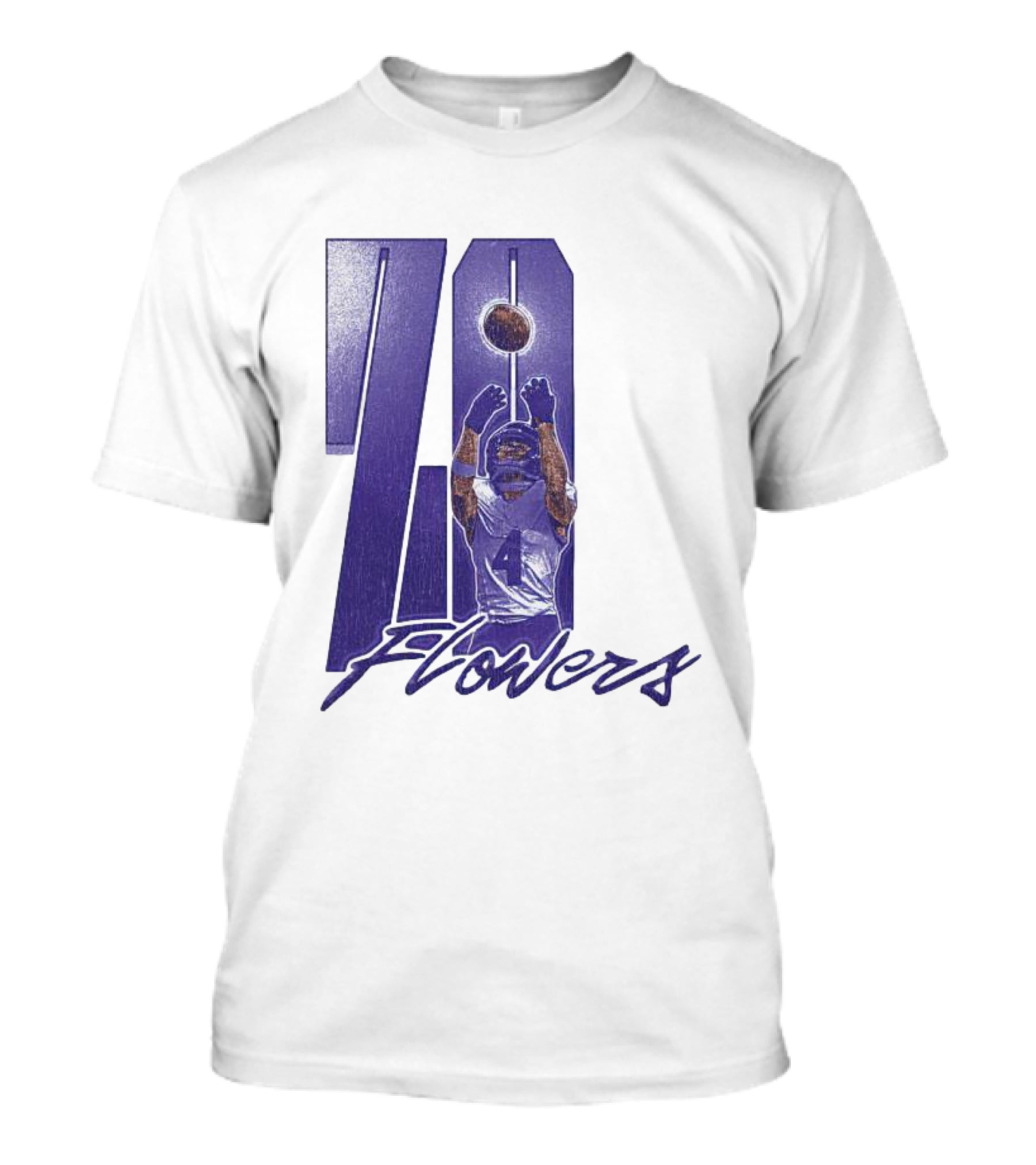 Zay Flowers Baltimore Football Catching Number 4 T-Shirt
