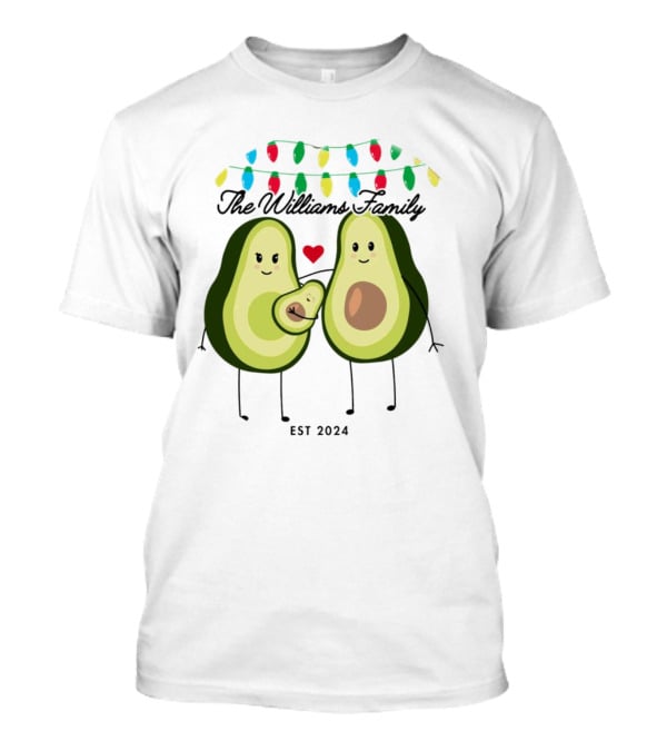 The Williams Family Baby On The Way Avocado Parents Christmas Lights Est T-Shirt