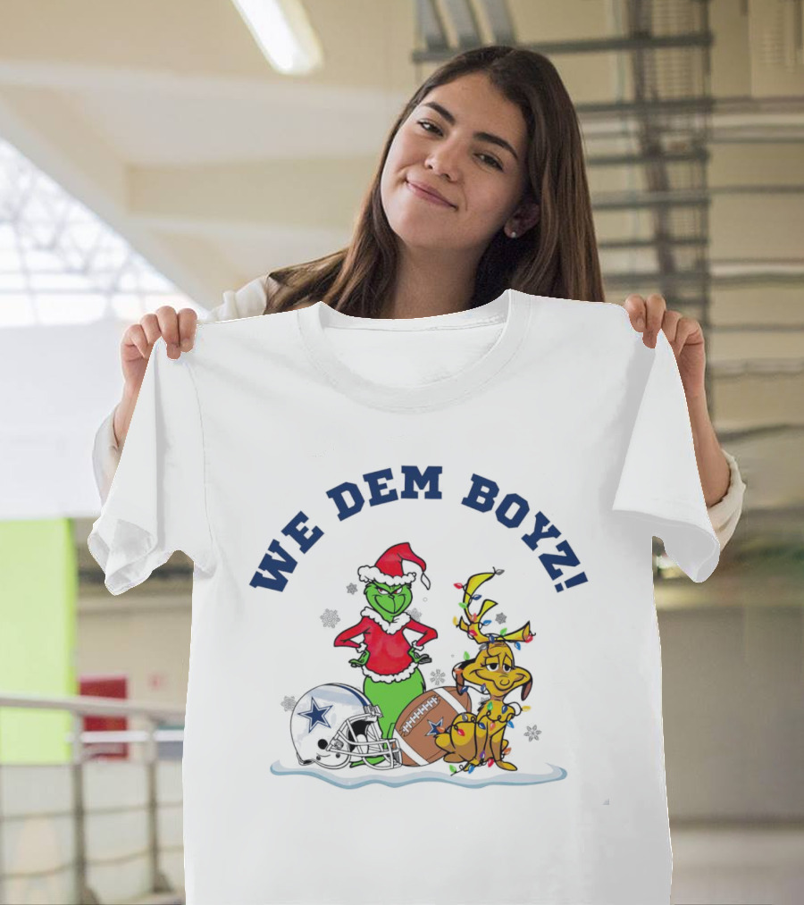 We Dem Boyz Grinch And Max Dallas Cowboys Christmas T-Shirt
