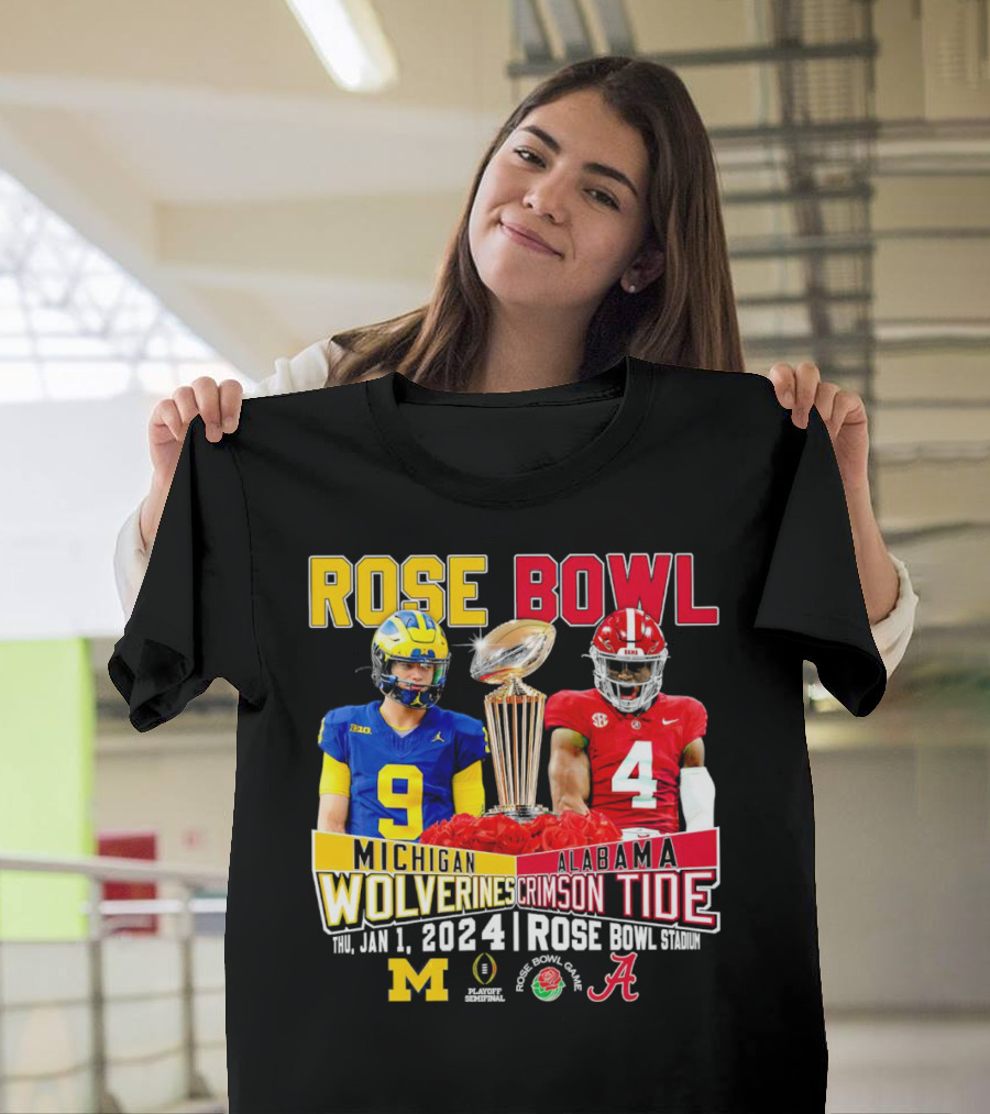 Rose Bowl Michigan Wolverines vs Alabama Crimson Tide January 1 2024 Rose Bowl Stadium T-Shirt