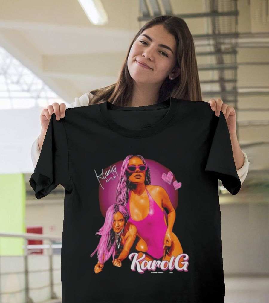 Karol G Signature Neon Pink Retro Style Fashion T-Shirt