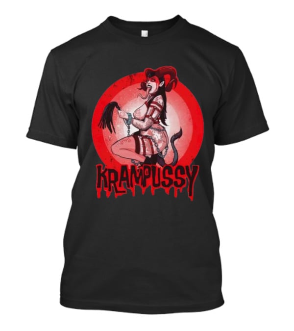 Krampussy Demon Woman With Whip And Chains T-Shirt