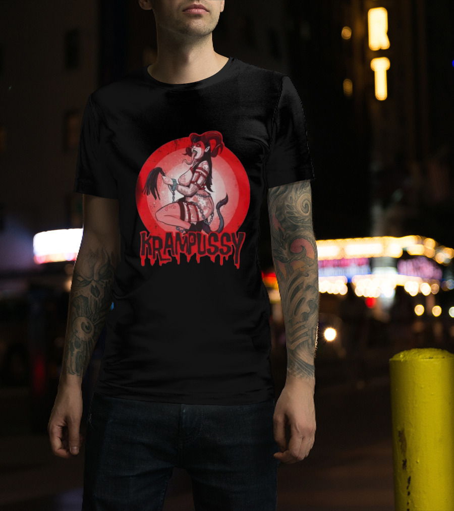 Krampussy Demon Woman With Whip And Chains T-Shirt