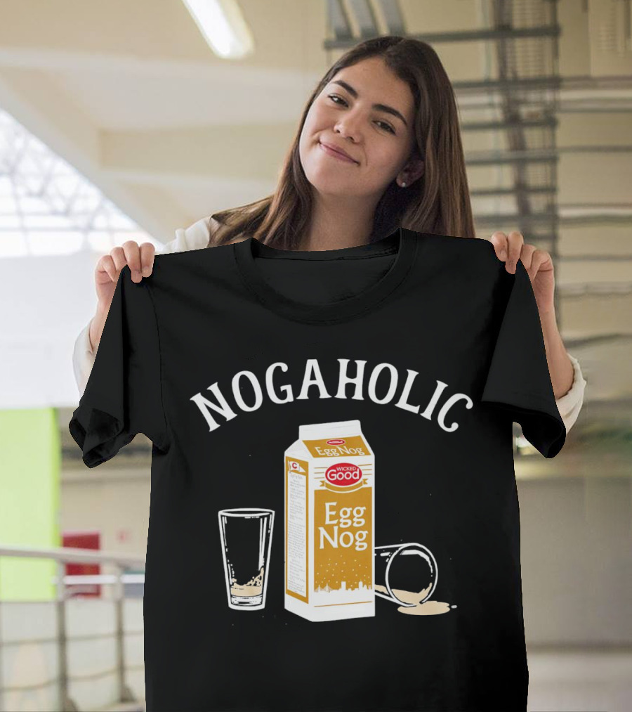 Nogaholic Wicked Good Egg Nog Carton And Glasses T-Shirt
