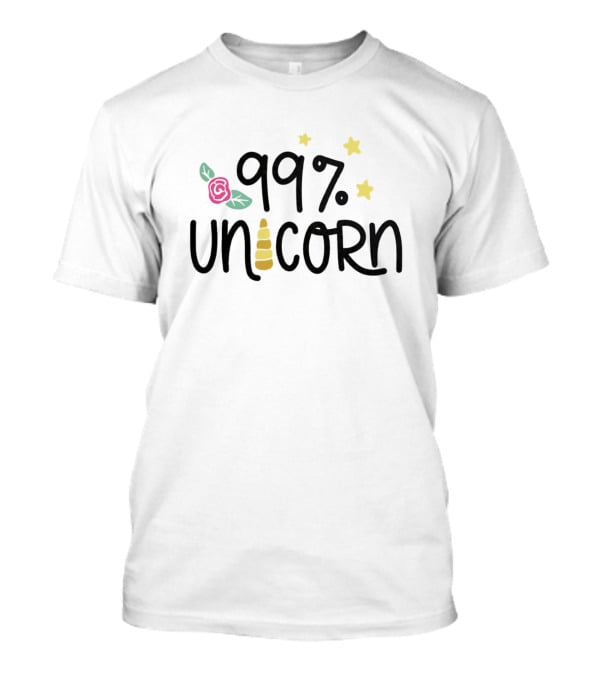 99 Percent Unicorn With Stars And Rose Elements T-Shirt