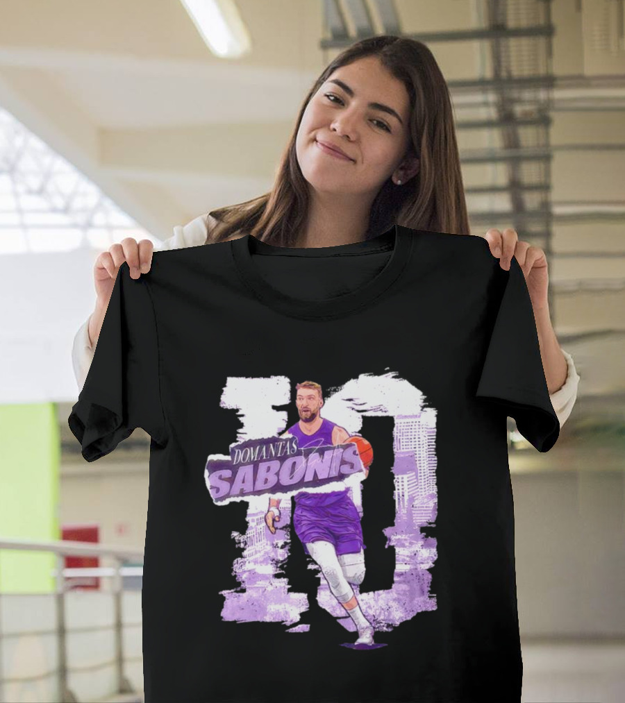 Domantas Sabonis Sacramento Basketball Purple T-Shirt