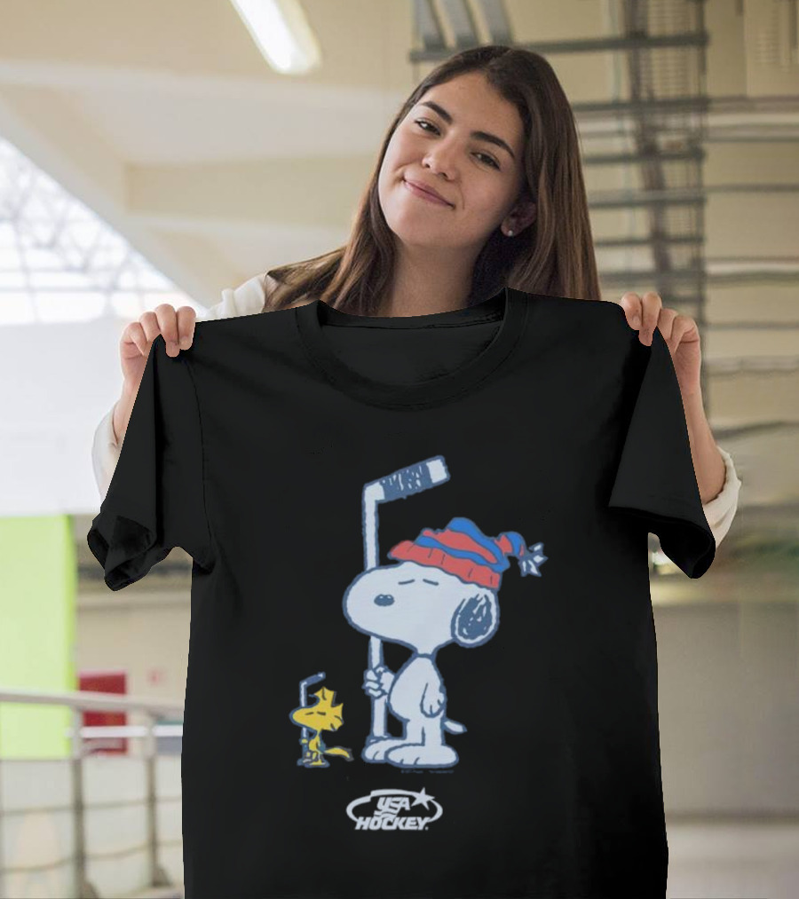 Snoopy Woodstock Peanuts USA Hockey T-Shirt