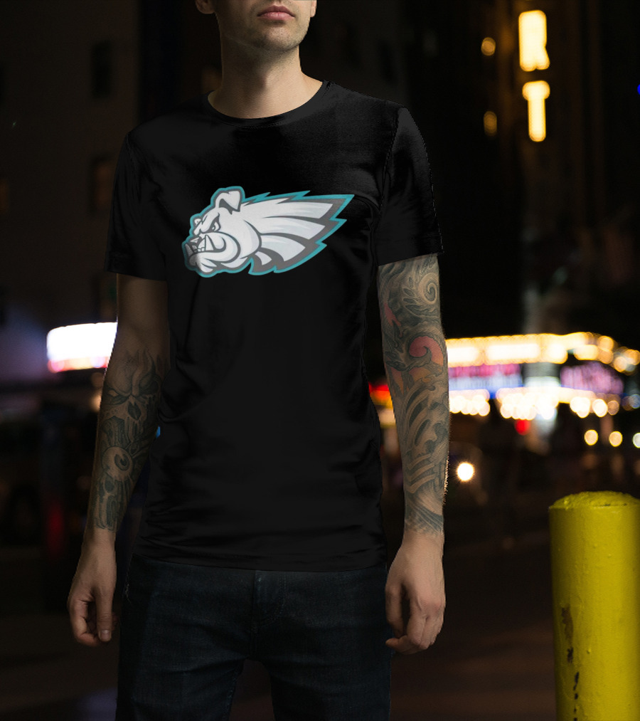 Philly Bulldogs Mascot Head With Wings T-Shirt